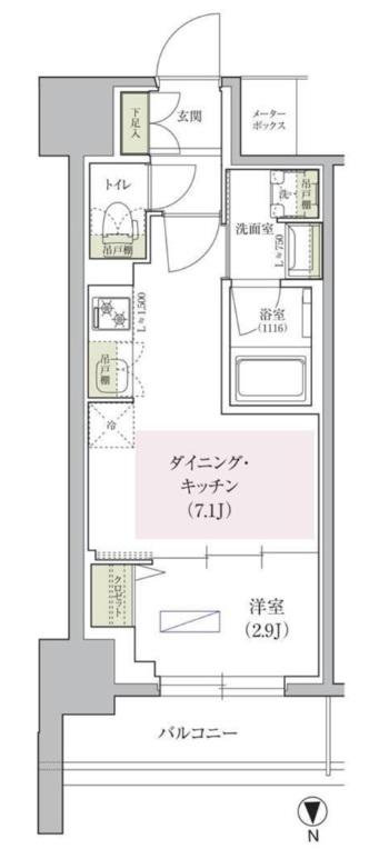 アーバネックス天満橋FRONT(1DK/12階)の間取り写真