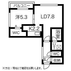 シティレジデンス北13条東(1LDK/2階)の間取り写真