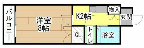 キャステール片野(1K/4階)の間取り写真