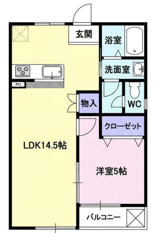 シュール・M(1LDK/1階)の間取り写真