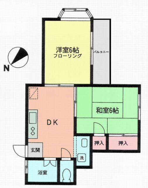 大東プラントハイツ(2DK/2階)の間取り写真