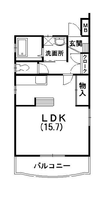 エルシックス(ワンルーム/1階)の間取り写真