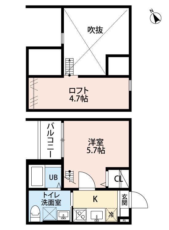MAISON FAR 小本(1K/1階)の間取り写真