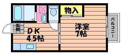 グリーンヒルズF棟(1DK/1階)の間取り写真