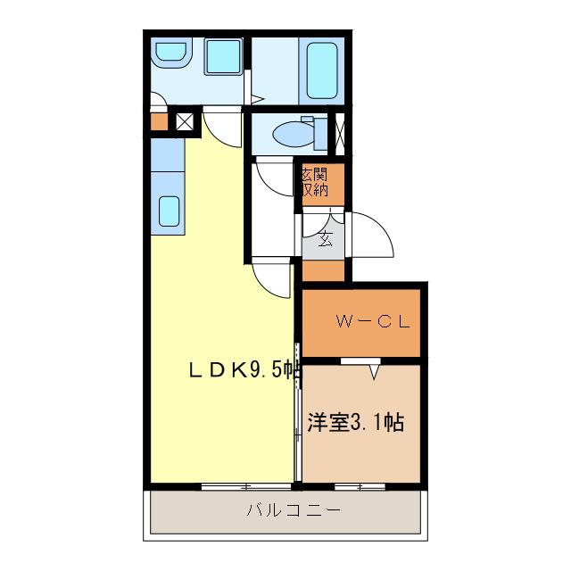 リビングタウンさくらだ(1LDK/1階)の間取り写真