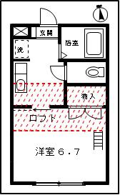 プリンスコート上余田A(1K/1階)の間取り写真
