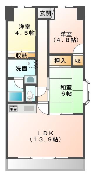 マルシオンマルジュ(3LDK/1階)の間取り写真