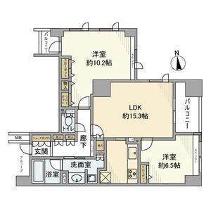 東新宿レジデンシャルタワー(2LDK/11階)の間取り写真