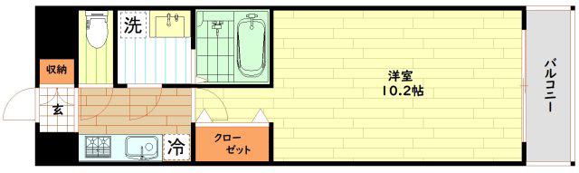 エスリード福島第5(1K/13階)の間取り写真