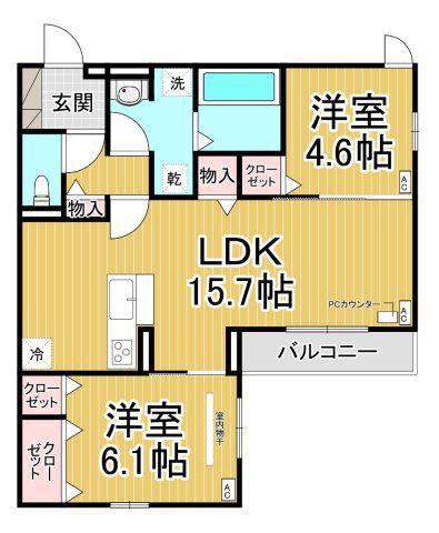 クラシスト甲子園一番町1(2LDK/3階)の間取り写真