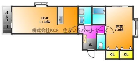 ベルセゾン2(1LDK/2階)の間取り写真