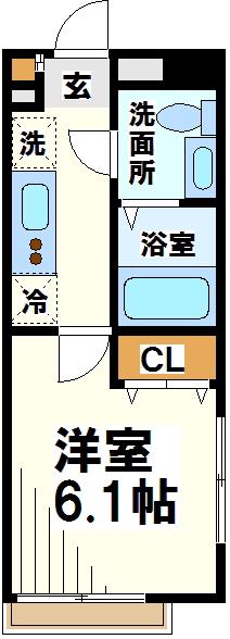 京王線 調布駅 徒歩7分 2階建 築16年(1K/1階)の間取り写真