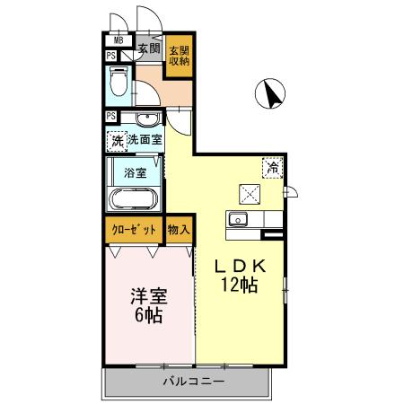グランドソレイユ(1LDK/1階)の間取り写真