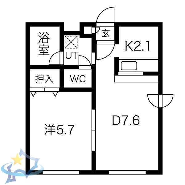 植物園ハイム(1LDK/4階)の間取り写真