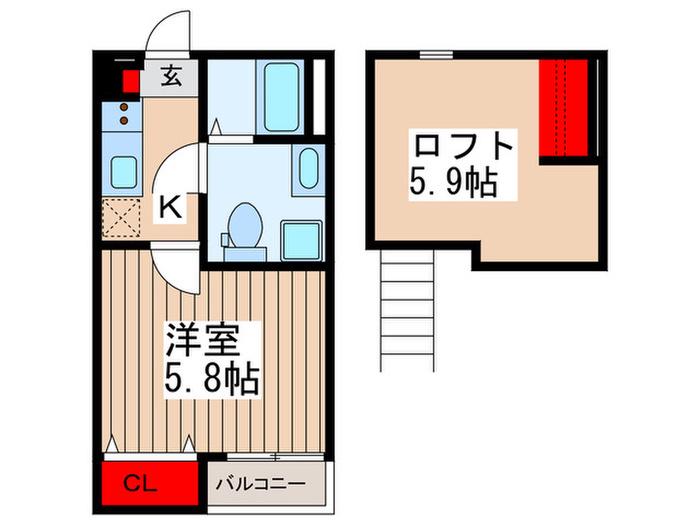 KAHALE東大宮(1K/2階)の間取り写真