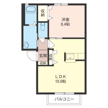 ピアチェーレ(1LDK/1階)の間取り写真