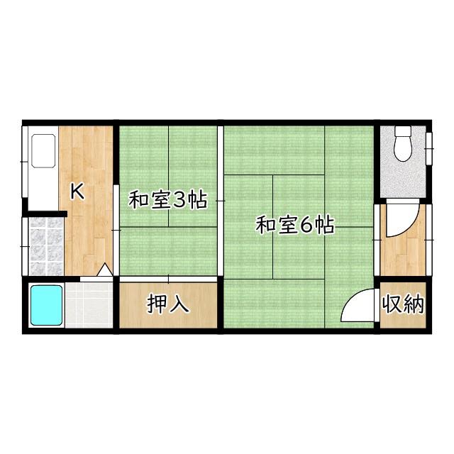 北余部テラス(2K/2階)の間取り写真