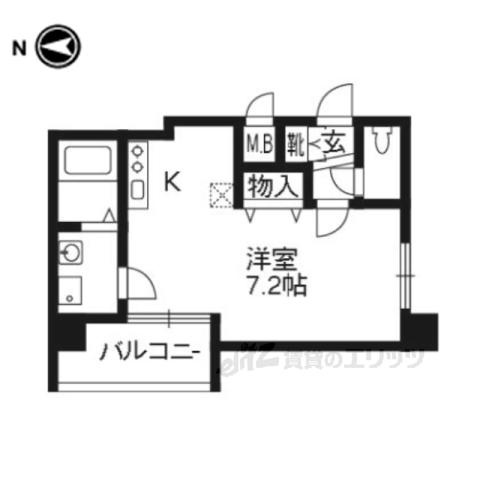 アクアプレイス京都二条城(1K/11階)の間取り写真