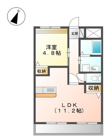 プラッツユー VI(1LDK/1階)の間取り写真