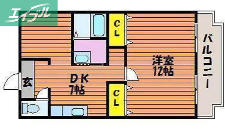 マンション津高(1LDK/1階)の間取り写真