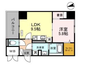 アビエール松屋町(1LDK/11階)の間取り写真
