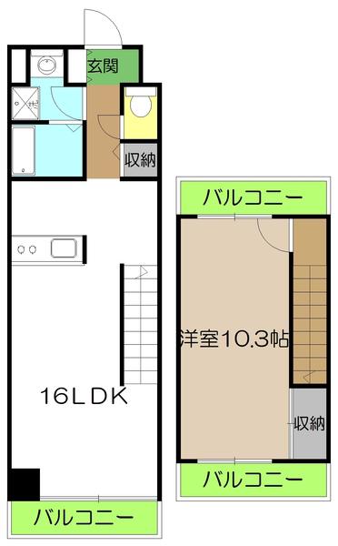 ALCOー2(1LDK/9階)の間取り写真