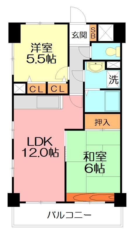 アーク戸塚ヒルズ(2LDK/2階)の間取り写真