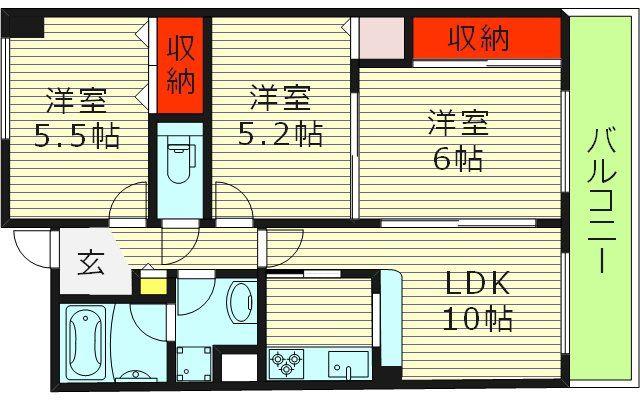 GRAND STEADY深江橋(3LDK/6階)の間取り写真
