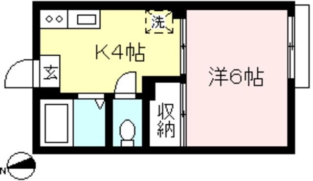グリーンキャッスル(1K/2階)の間取り写真