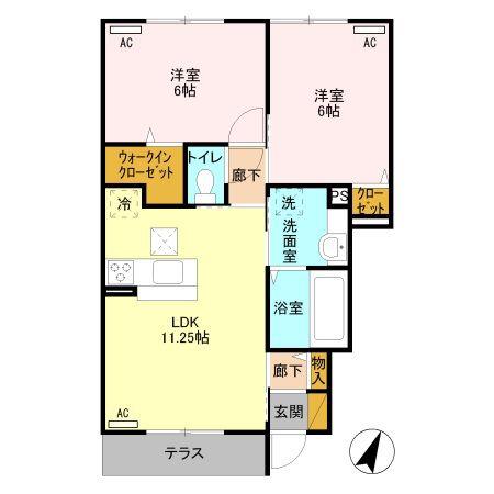 グランデルソーレ(2LDK/1階)の間取り写真