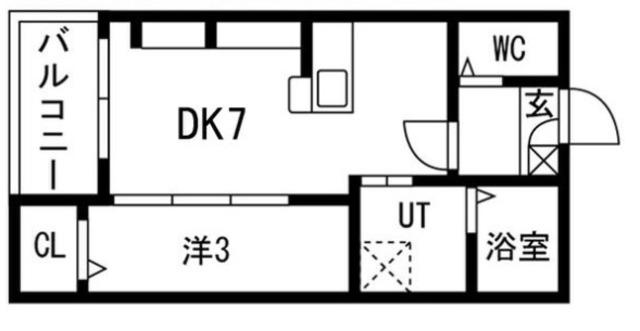 九間町シーエム・サンク(1DK/2階)の間取り写真