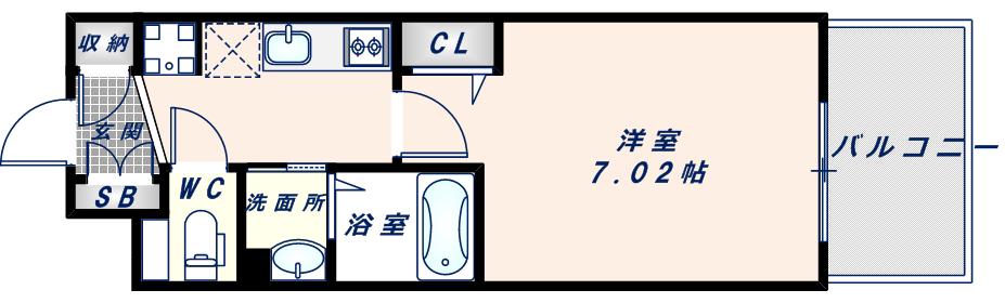 LUXE大阪城南(1K/12階)の間取り写真