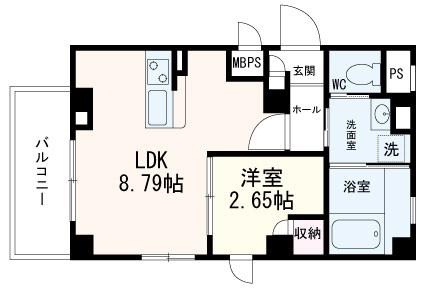 ラシーネ錦町(1LDK/5階)の間取り写真