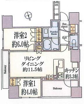 ザ・パークハウス築地入船(2LDK/10階)の間取り写真
