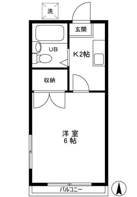 ビーシーム(1K/2階)の間取り写真