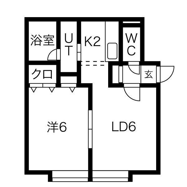 グランシャリオ麻生(1LDK/1階)の間取り写真