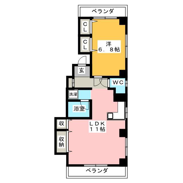 谷口ビル(1LDK/2階)の間取り写真