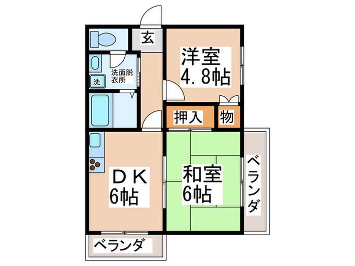 エトワールすみいち(2DK/4階)の間取り写真