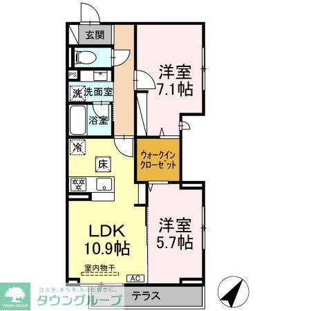 ホープハイツ(2LDK/1階)の間取り写真