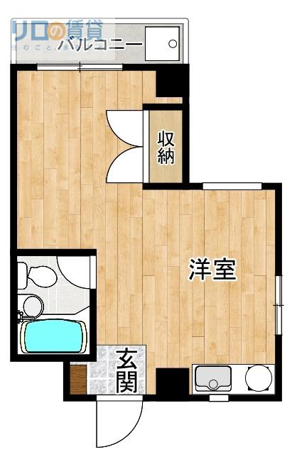 スチューデントルームバラード47(ワンルーム/2階)の間取り写真