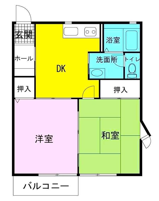 カサベルテ(2DK/1階)の間取り写真