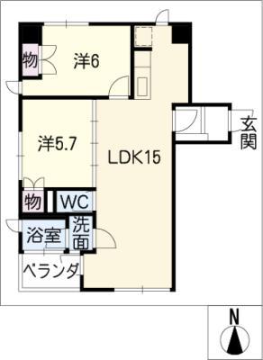 さくらタワー長良(2LDK/3階)の間取り写真