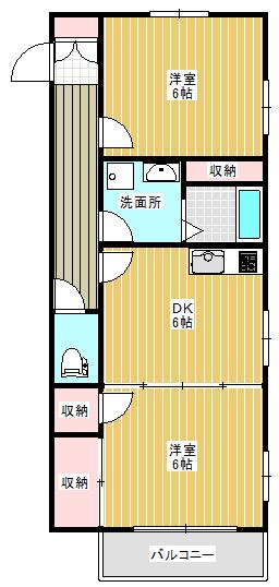 ベルソーレ等々力(2DK/1階)の間取り写真