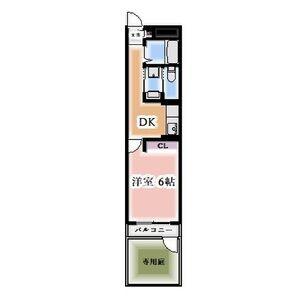 都マンション(1DK/1階)の間取り写真
