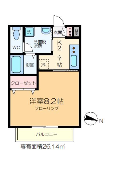 レスポワール小岩(1K/1階)の間取り写真