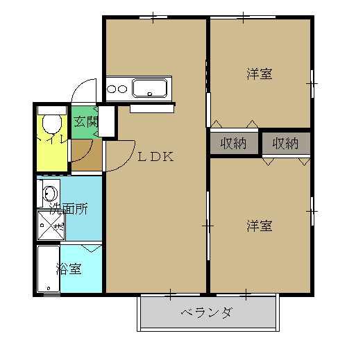 レトア・カナエ B(2LDK/1階)の間取り写真