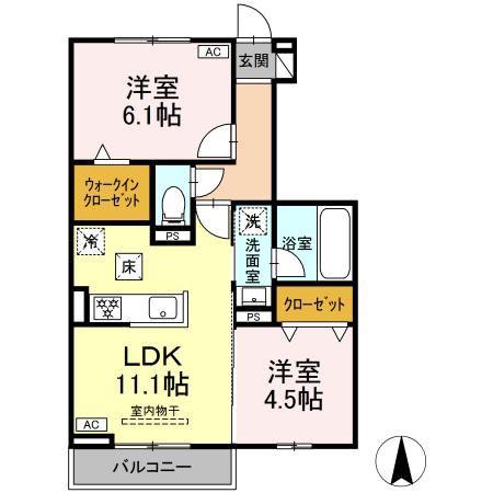 ルミナーレ(2LDK/1階)の間取り写真