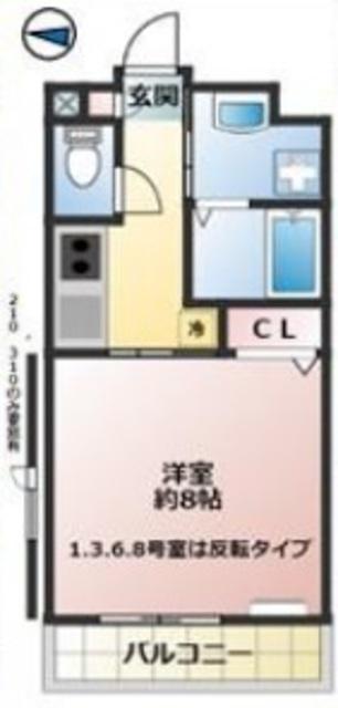 DIOR(1K/2階)の間取り写真