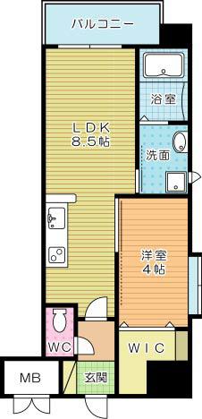 PLUME木町(1LDK/11階)の間取り写真