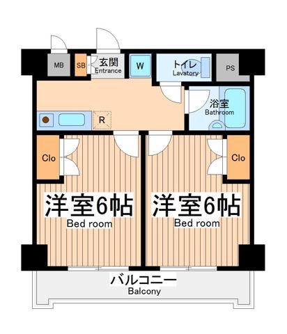 ソシオ町田(2K/7階)の間取り写真